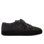 Chanel Black Tweed Sneakers - Size 39,5