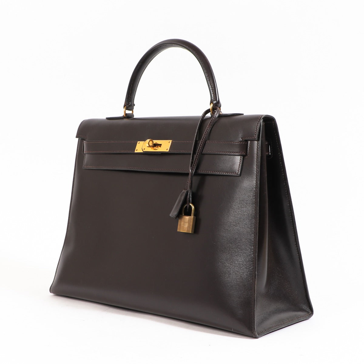 Hermès Kelly 35 Sellier Havane Box Gold Hardware