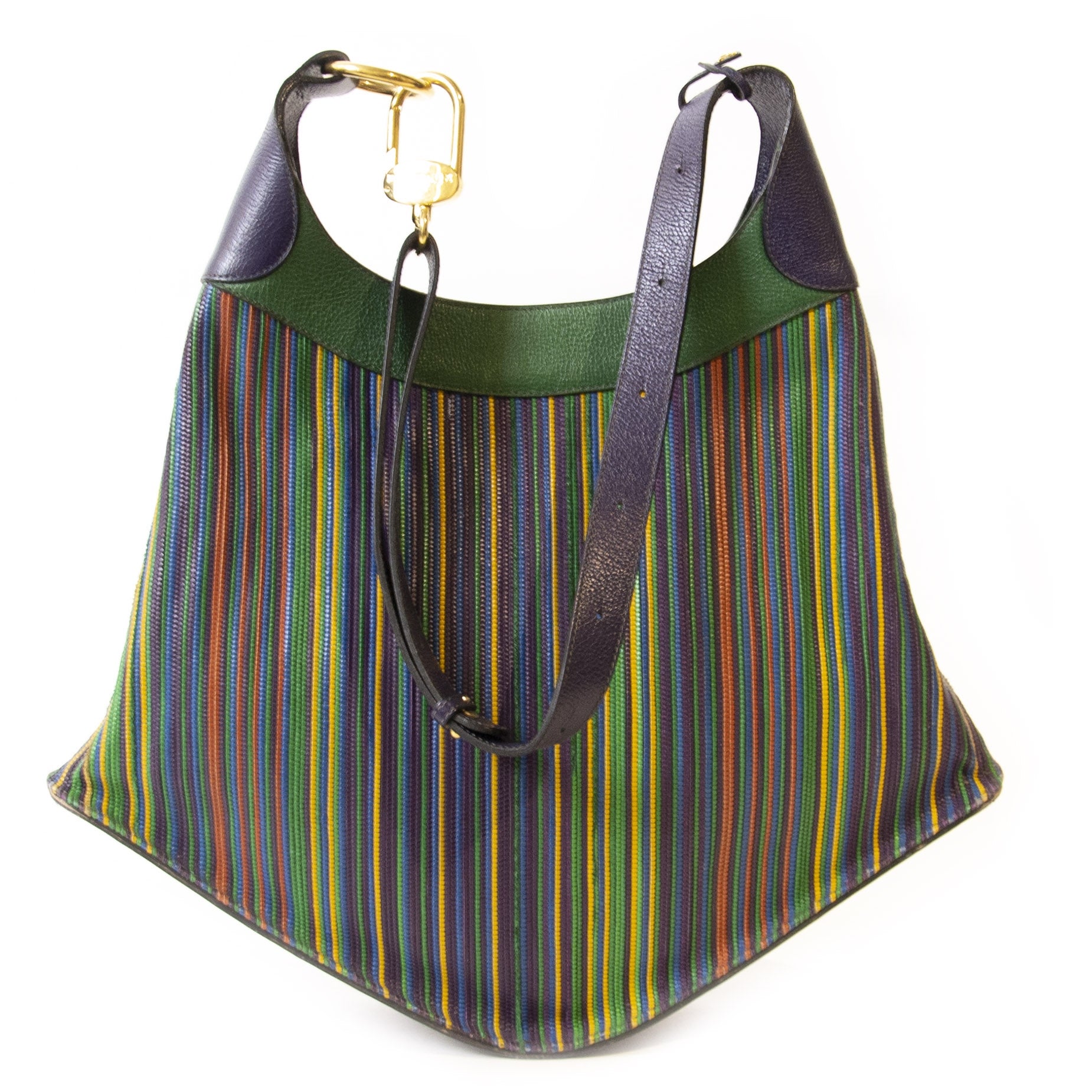 Authentieke tweedehands Delvaux Multicolor Toile De Cuir Bag juiste prijs veilig online winkelen LabelLOV webshop luxe merken winkelen Antwerpen België mode fashion