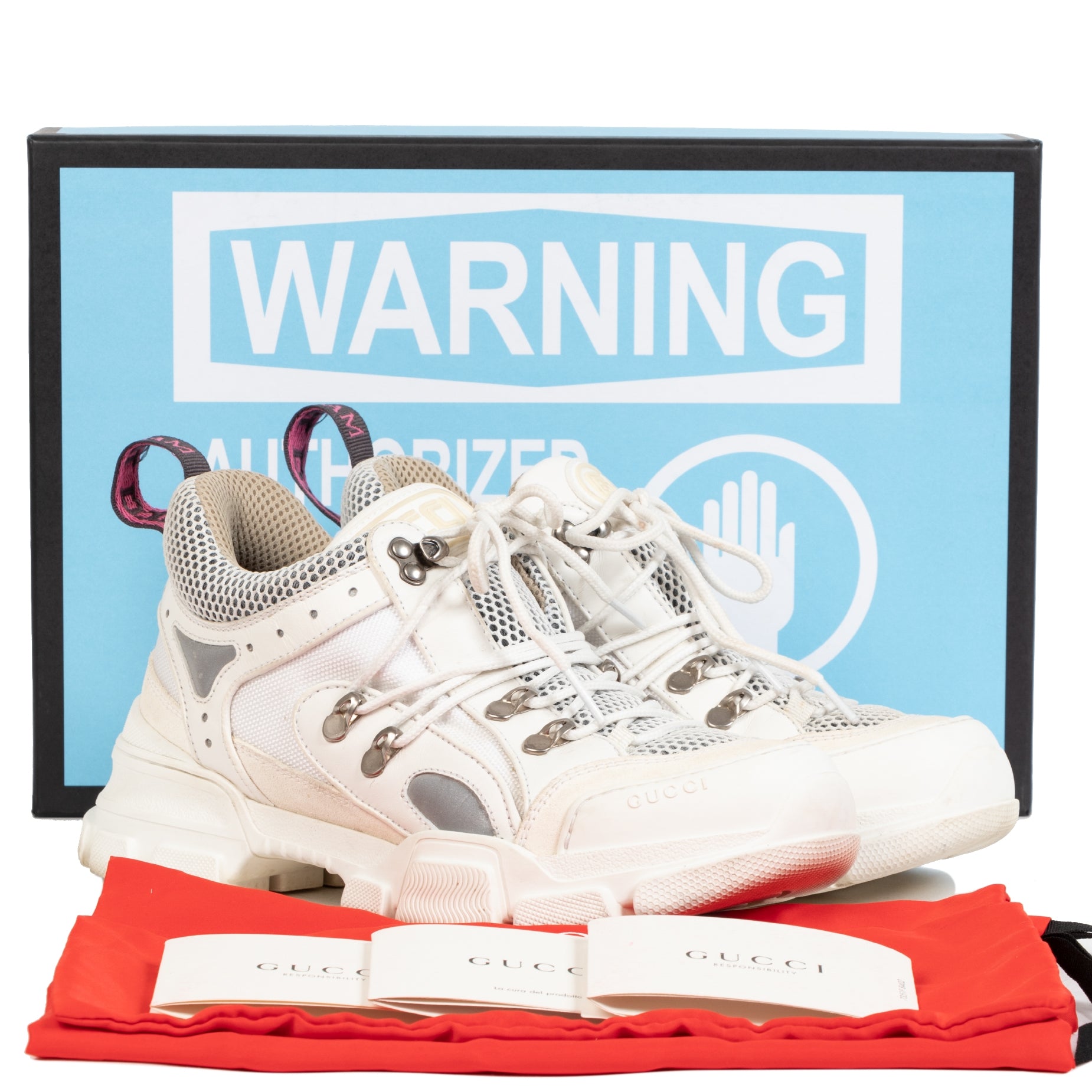 Gucci White Flashtrek Sneakers - Size 39 for the best price at Labellov secondhand luxury