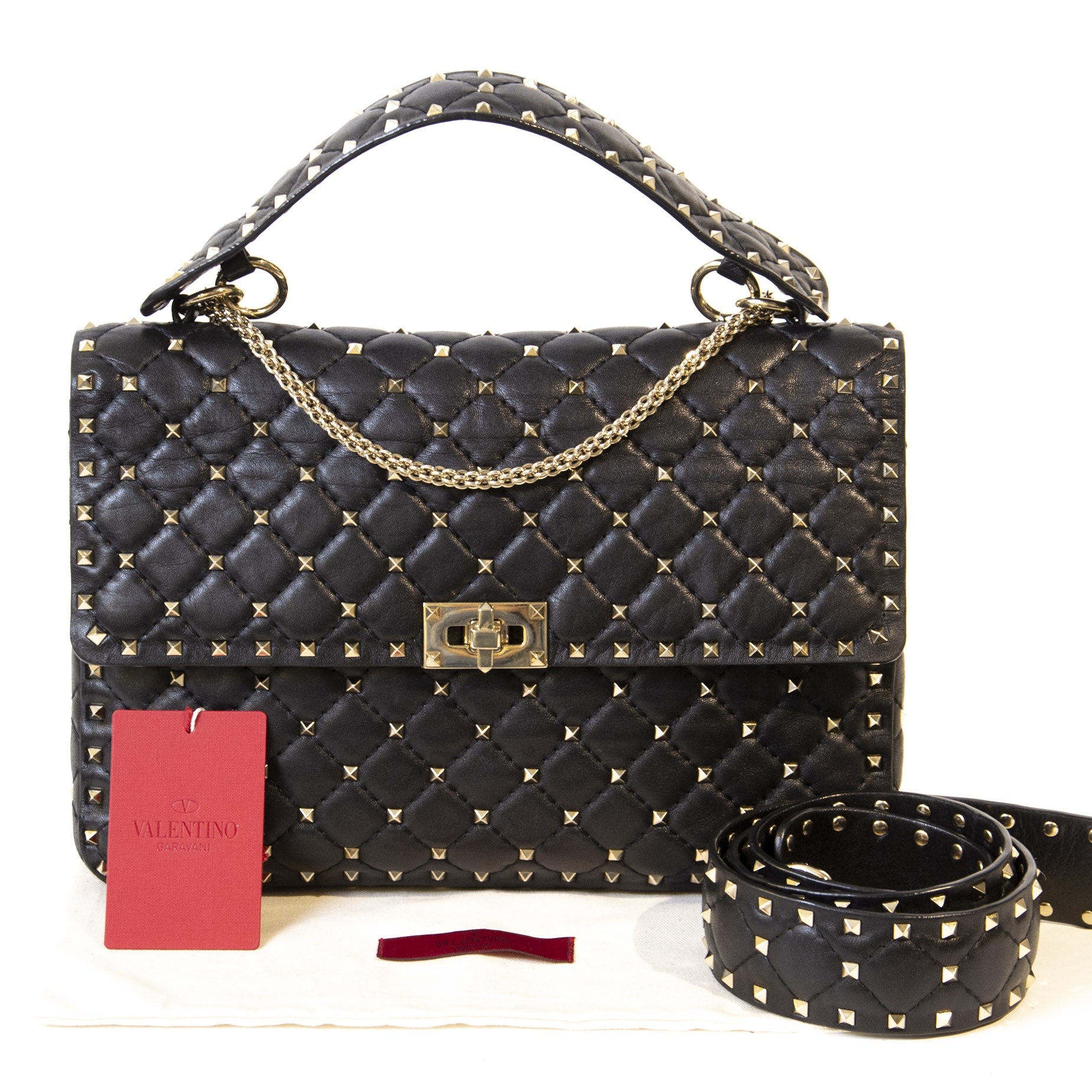 Authentieke Tweedehands Valentino The Rockstud Spike Bag juiste prijs veilig online shoppen luxe merken webshop winkelen Antwerpen België mode fashion