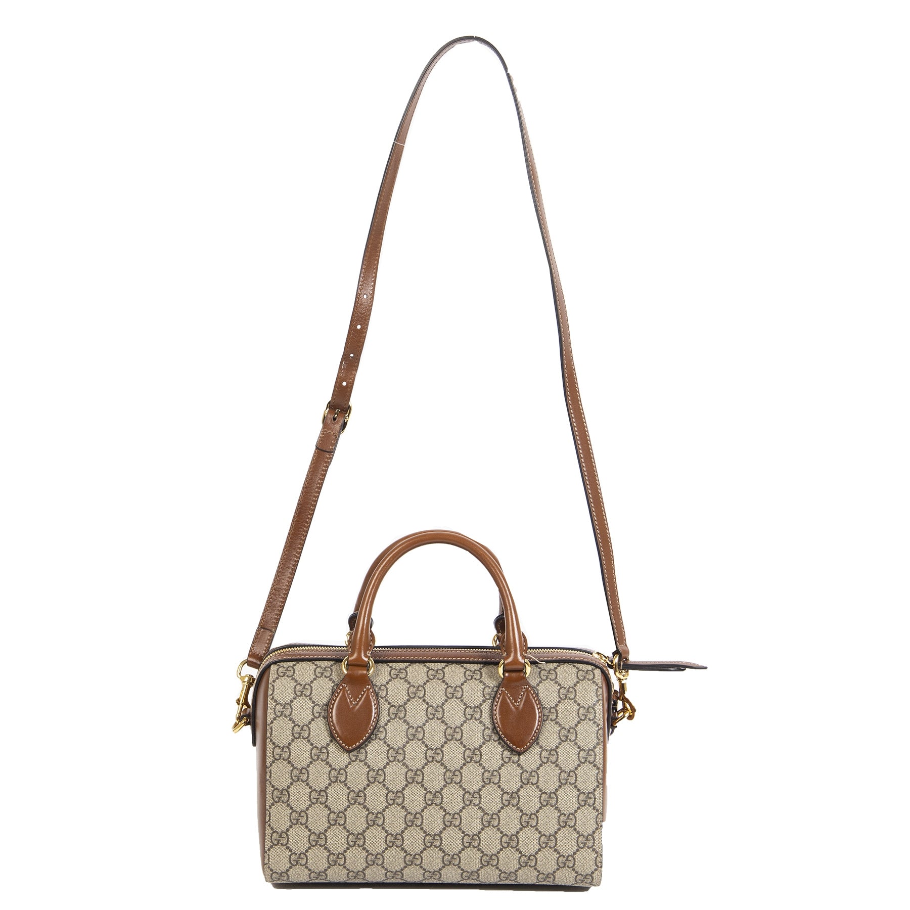 Gucci Small GG Supreme Boston Brown Bag