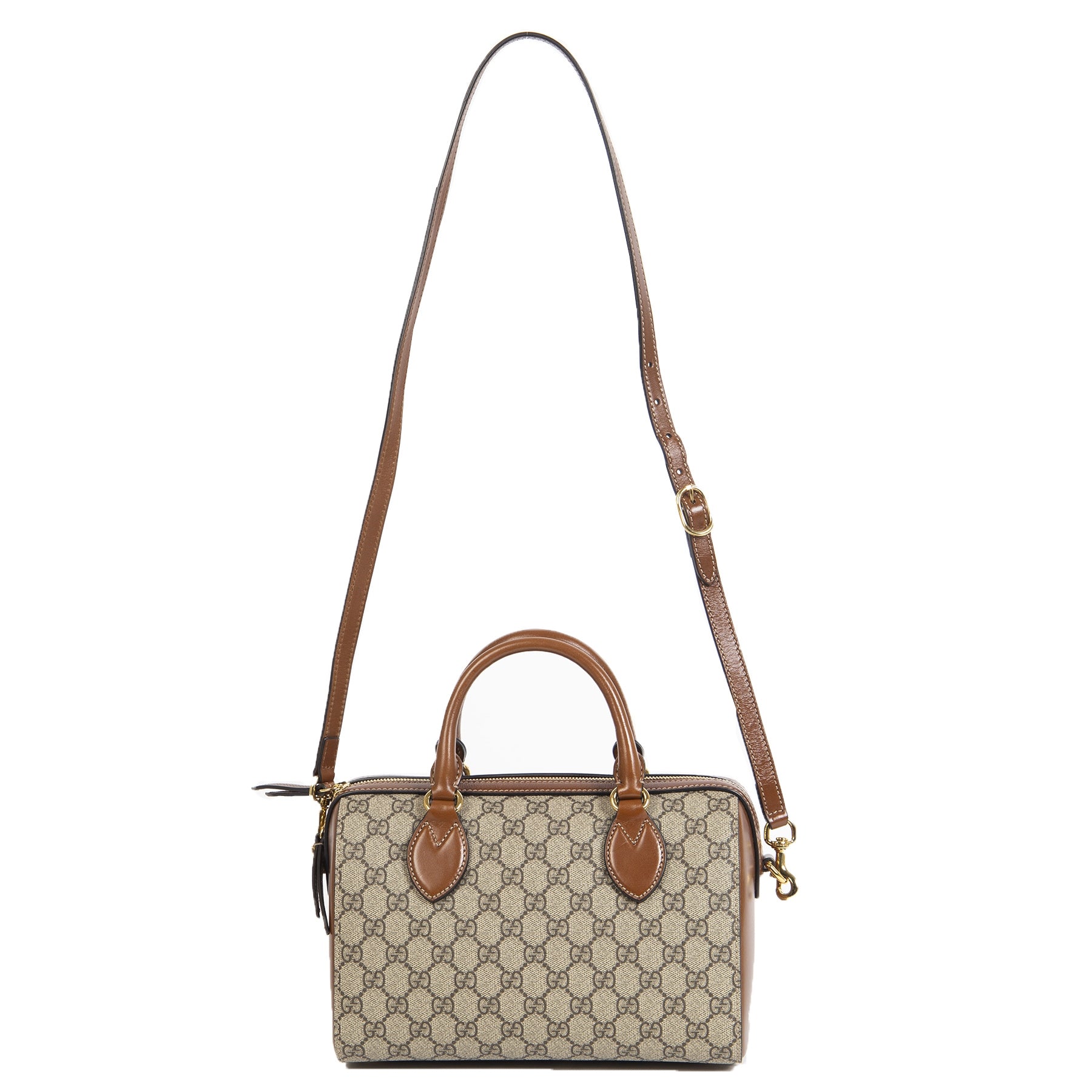 Gucci Small GG Supreme Boston Brown Bag