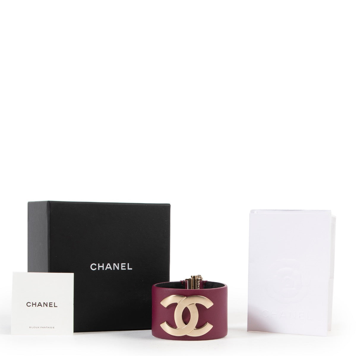 Chanel Purple Leather CC Cuff Bracelet