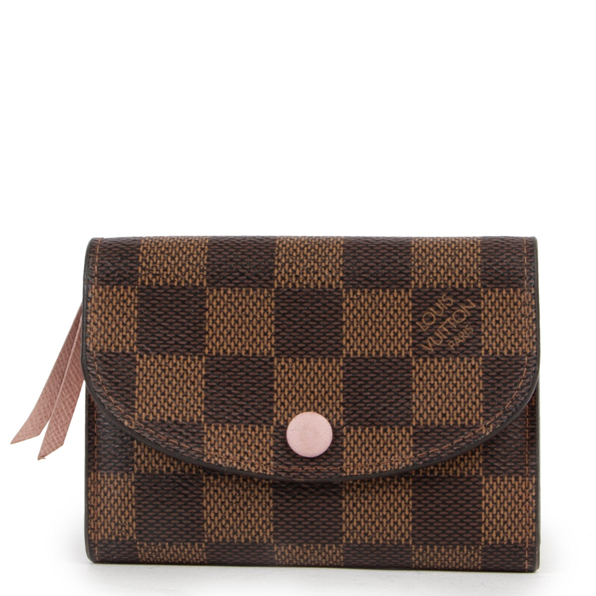 Shop safe online 100% authentic second hand Louis Vuitton Rosalie Damier Rose Ballerine Coin Purse in very good, excellent condition at the right price at labellov in Antwerp.