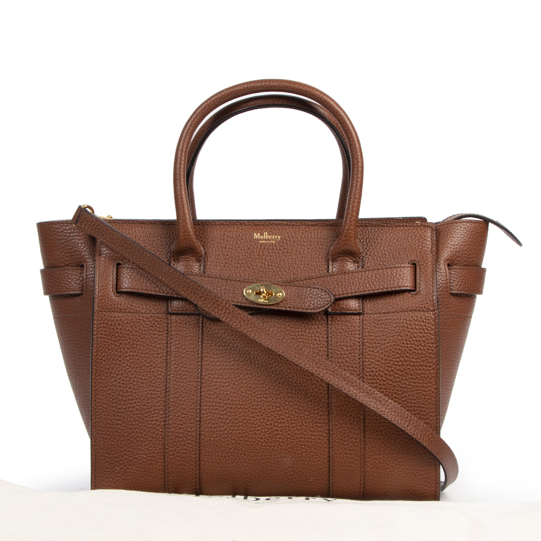 Authentic secondhand Mulberry Zipped Bayswater Cognac Small Tote designer bags luxury vintage webshop fashion safe secure online shopping