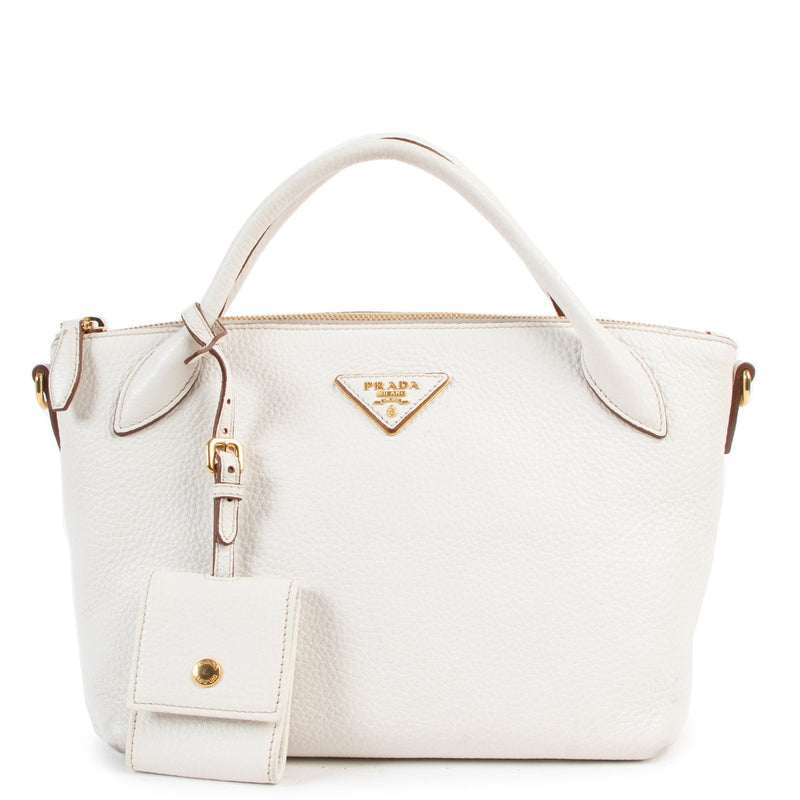 Shop Authentic Second Hand Prada 1BA111 White Vitello Daino Handbag at labellov.com