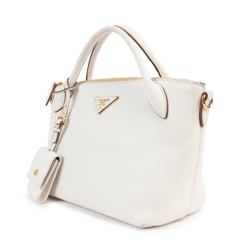 Shop Authentic Second Hand Prada 1BA111 White Vitello Daino Handbag at labellov.com