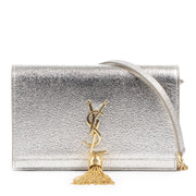 Authentic secondhand Saint Laurent Cassandre Tassel Silver Metallic Small Crossbody Bag designer bags luxury vintage webshop fashion safe secure online shopping