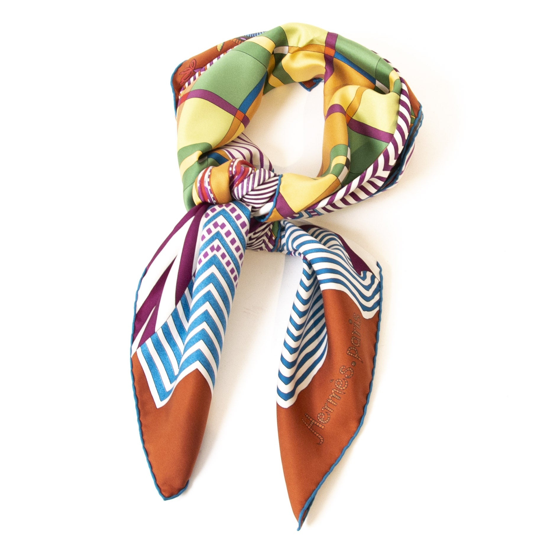 Authentieke Tweedehands Hermès Silk Scarf 'Coupons Indiens' juiste prijs veilig online shoppen winkelen luxe merken webshop Antwerpen België mode fashion