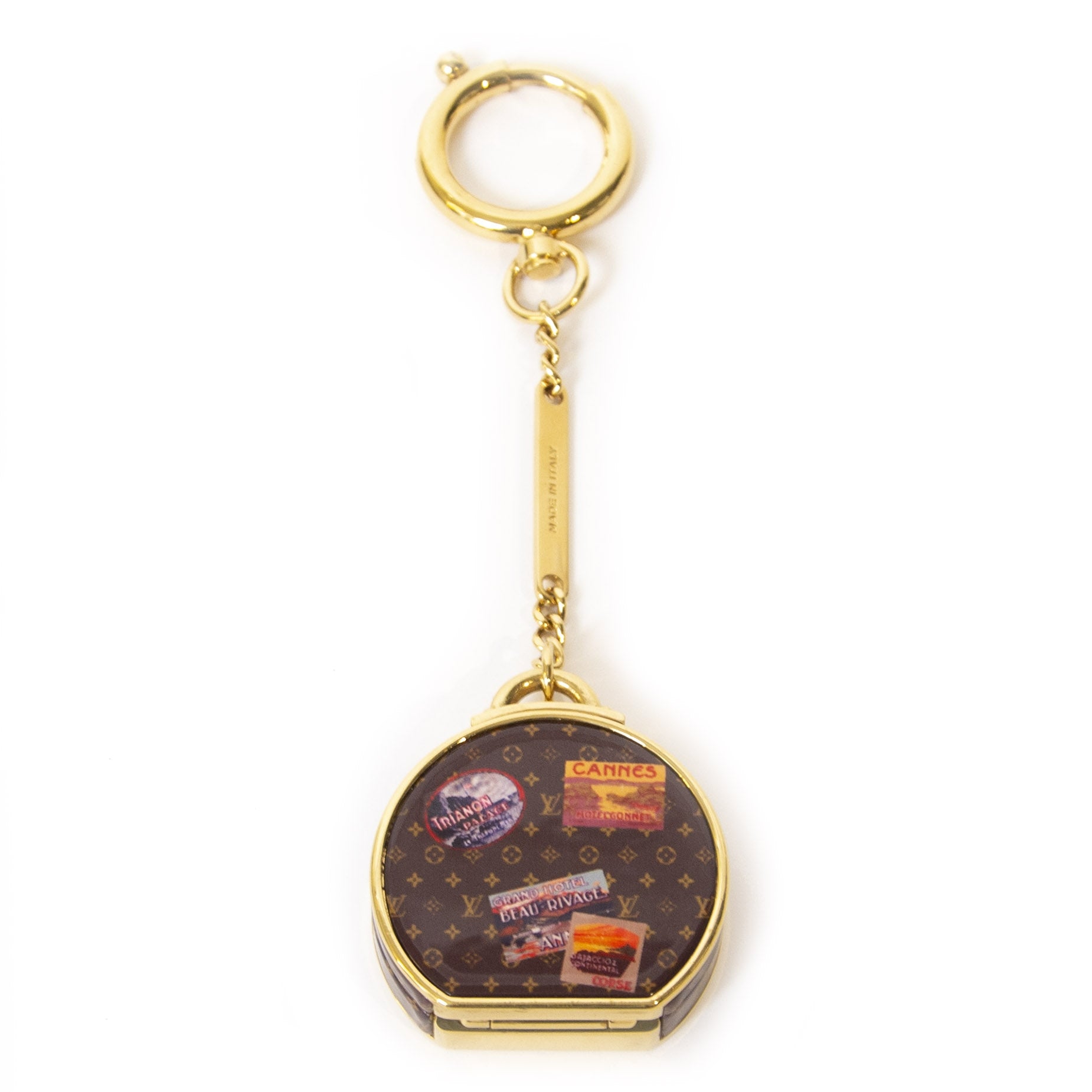 Authentieke Tweedehands Louis Vuitton Monogram Hat Box Bag Charm and Key Holder juiste prijs veilig online shoppen luxe merken webshop winkelen Antwerpen België mode fashion
