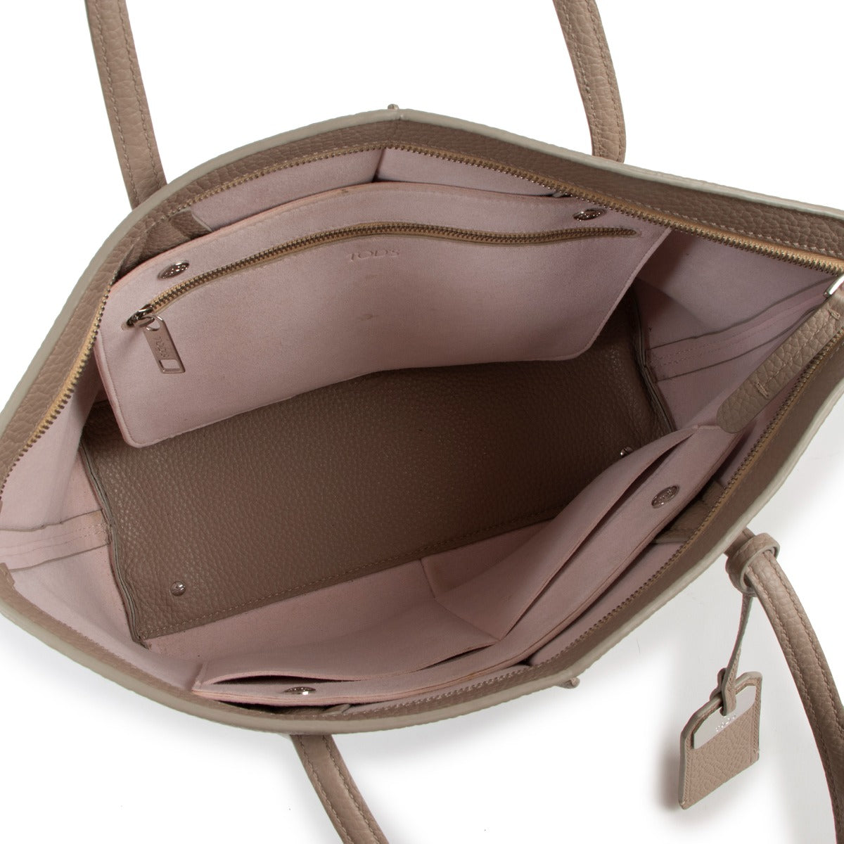 Tods Nude Leather Joy Shopping Tote Bag