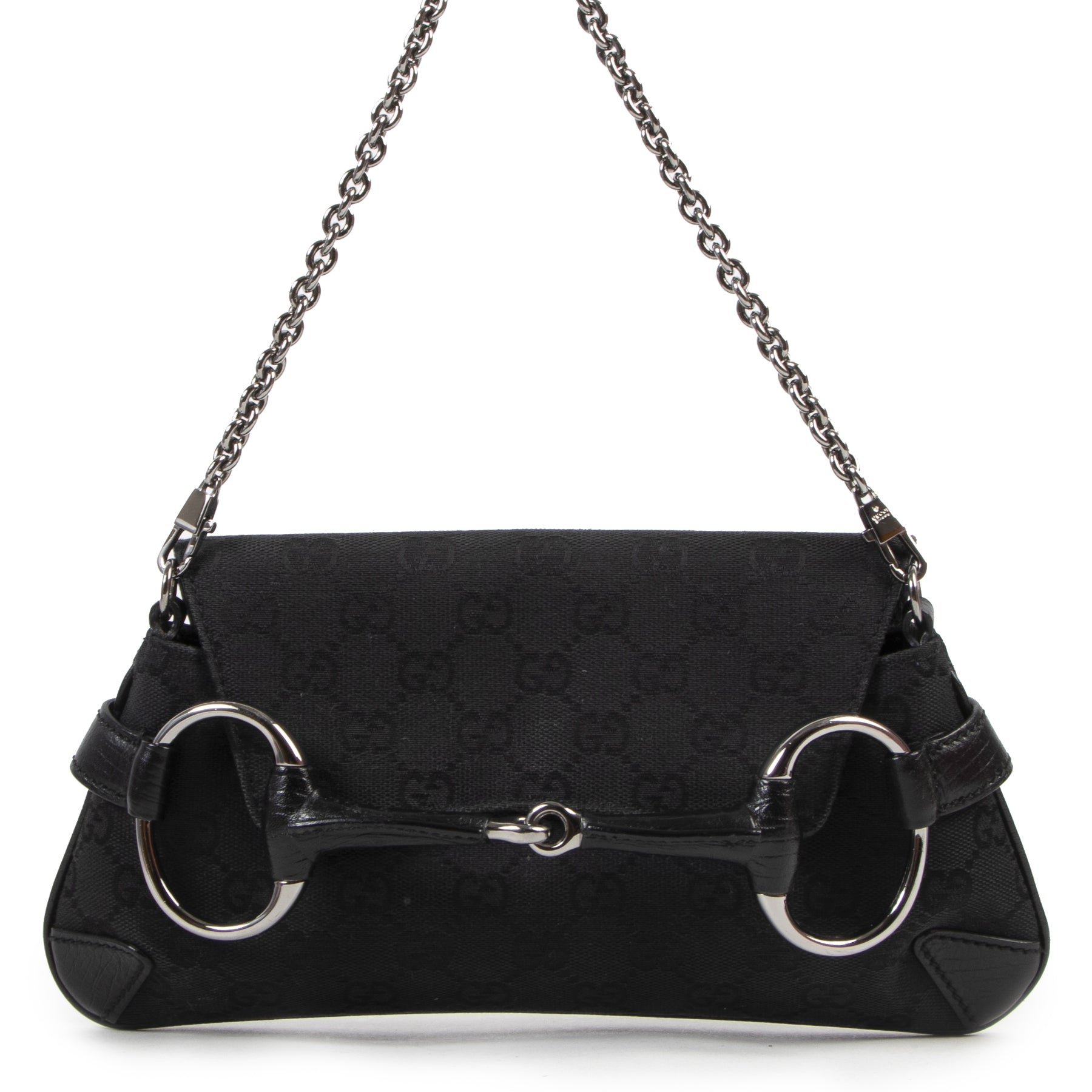 Gucci Black GG Horsebit Shoulder Bag for the best price at Labellov secondhand luxury