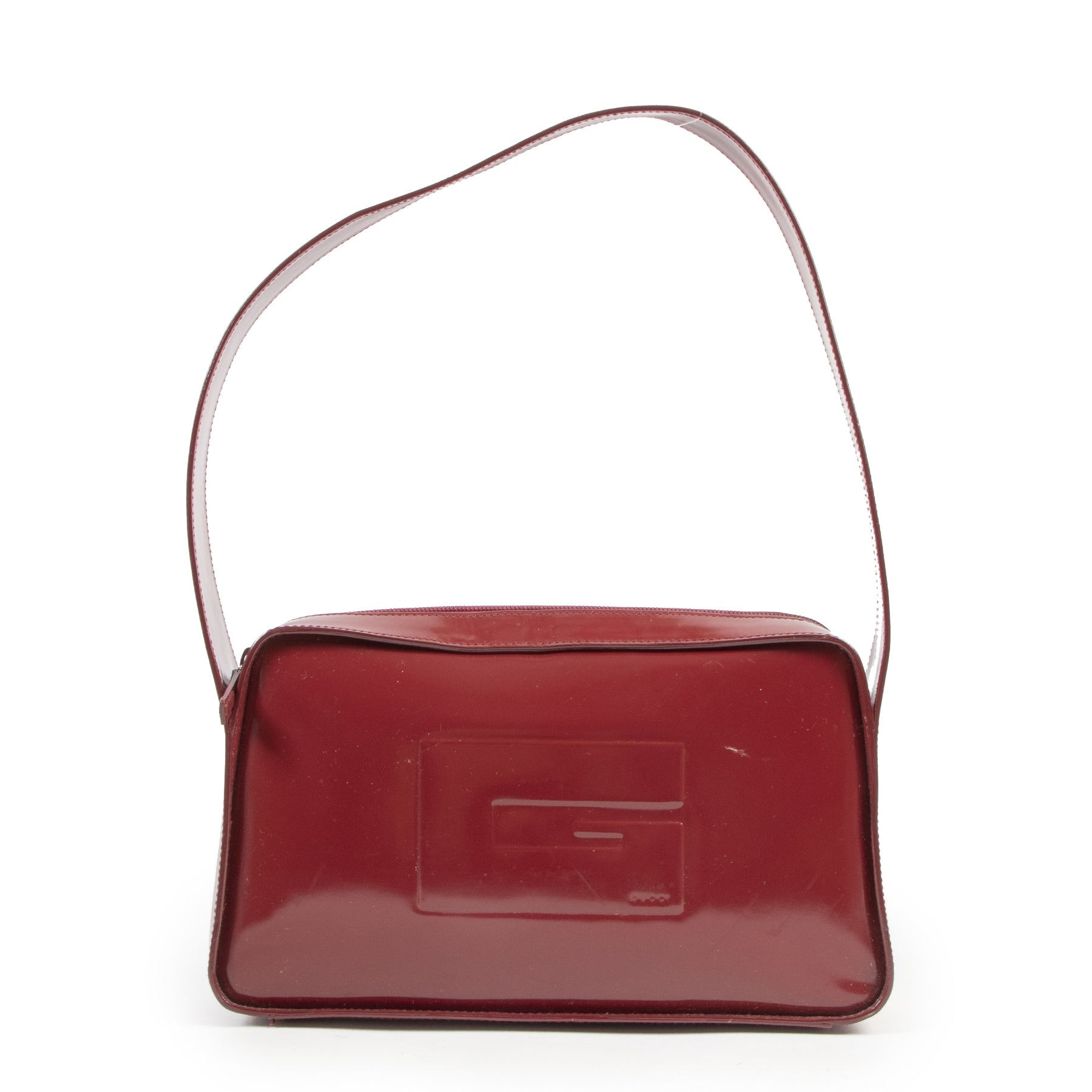 Gucci G Burgundy Patent Leather Shoulder Bag for the best price online at Labellov