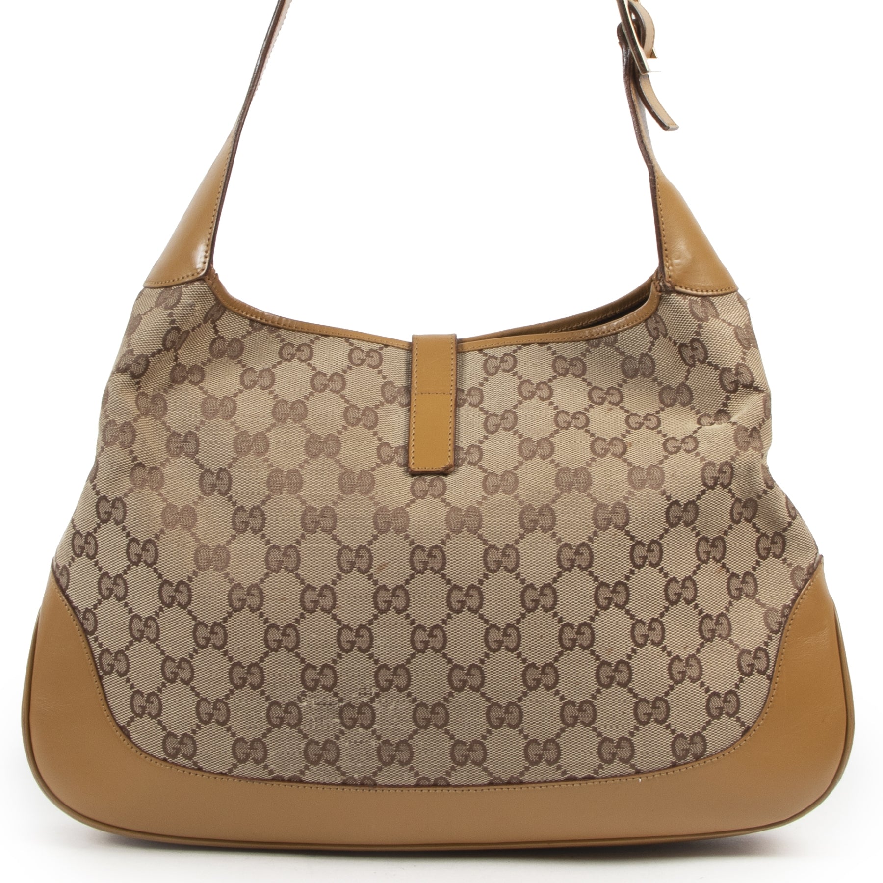 Gucci Monogram Camel Jackie Bag for the best price at labellov secondhand luxury
