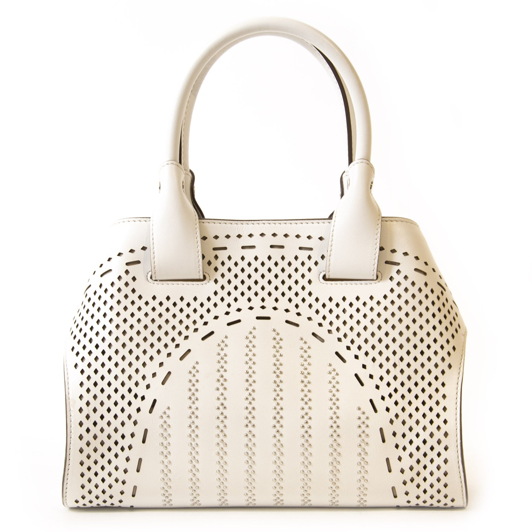 Authentic second-hand vintage Tods White Perforated Bag buy online webshop LabelLOV