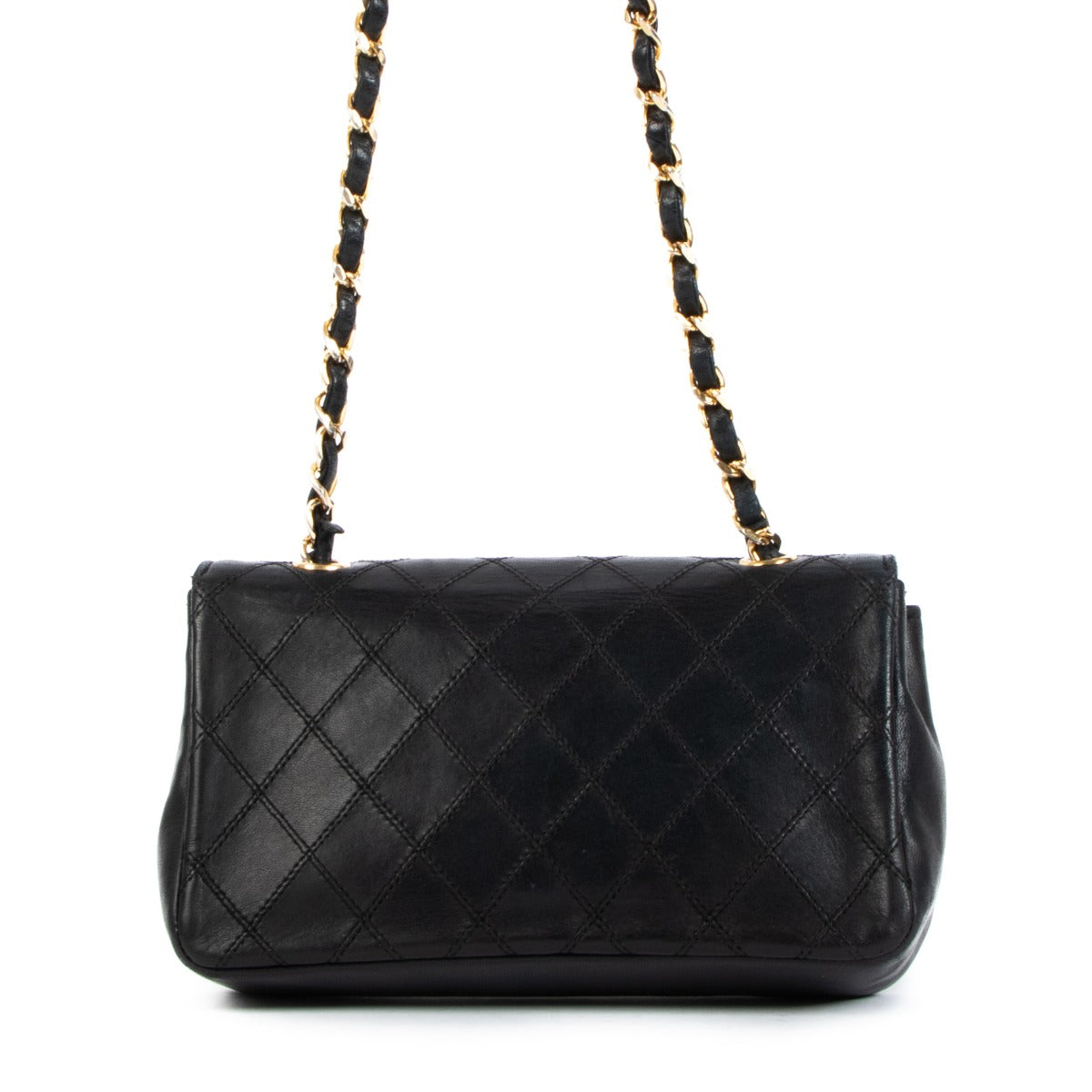 Sac Mini Classique à Rabat Chanel en agneau noir avec CC