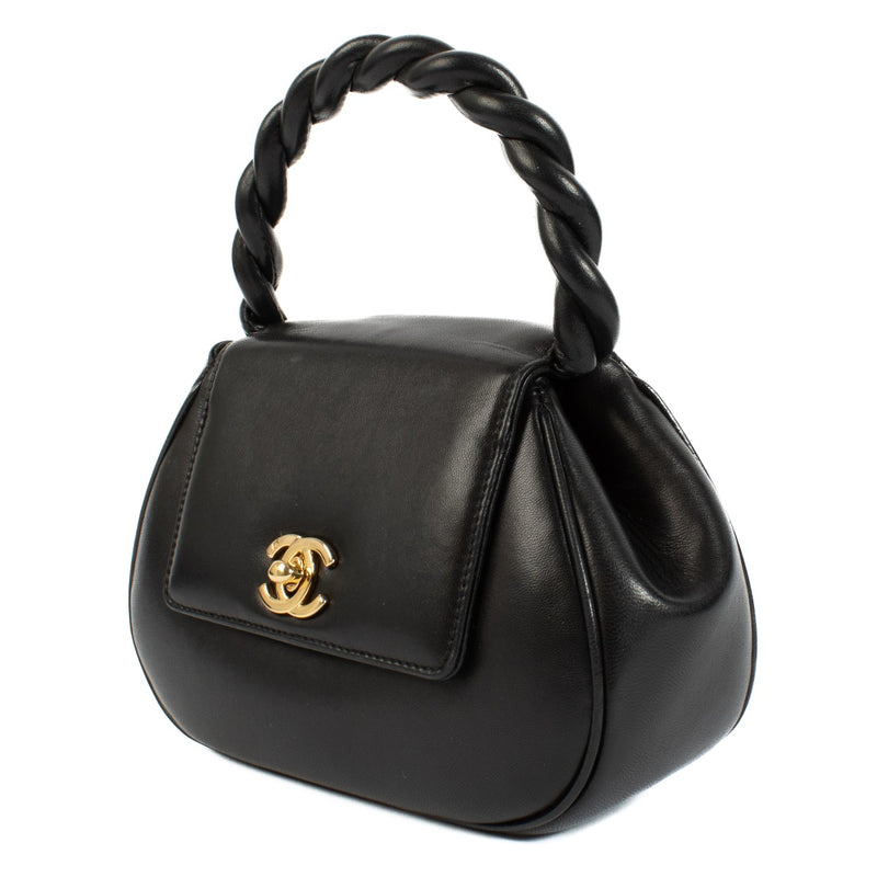 Chanel Black Lambskin Braided Handle Mini Bag
