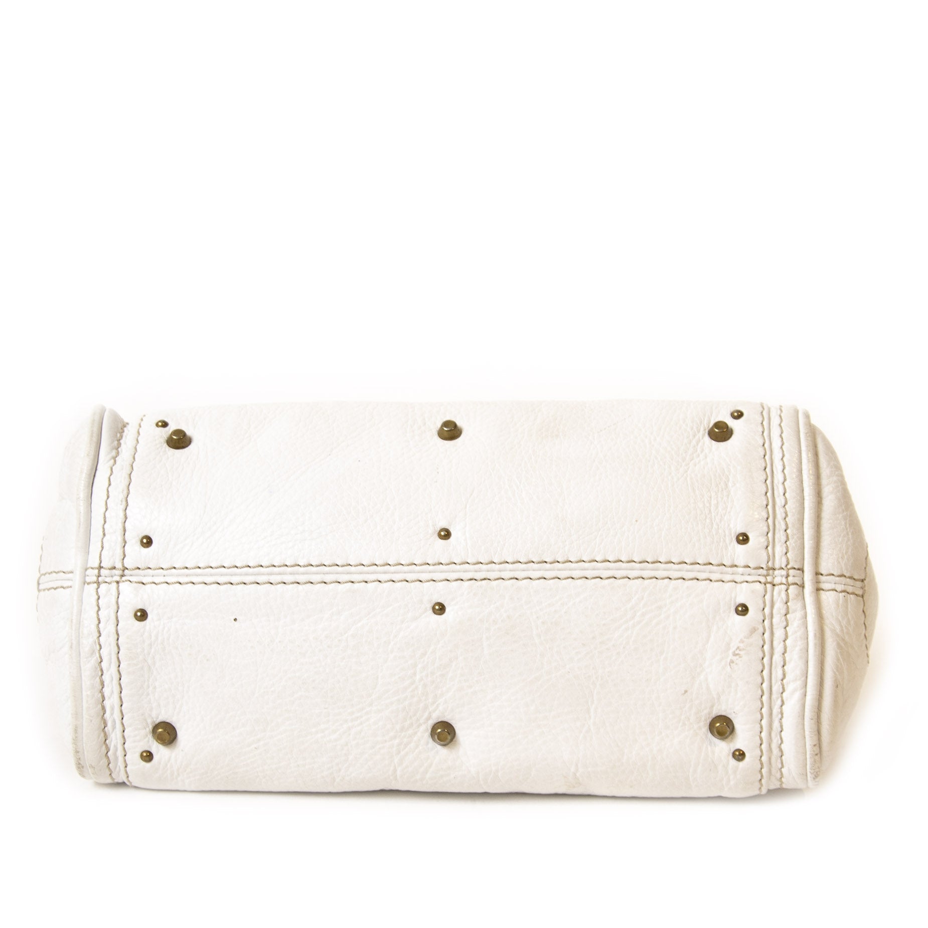 Authentieke Tweedehands Chloé White Leather Paddington Mini Bag juiste prijs veilig online shoppen luxe merken webshop winkelen Antwerpen België mode fashion