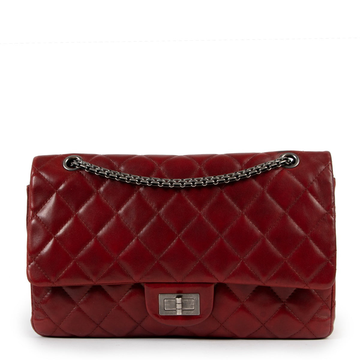 shop authentic second hand luxury designer fashion Chanel Deep Red 2.55 Reissue 227 Quilted Lambskin Bag at Labellov