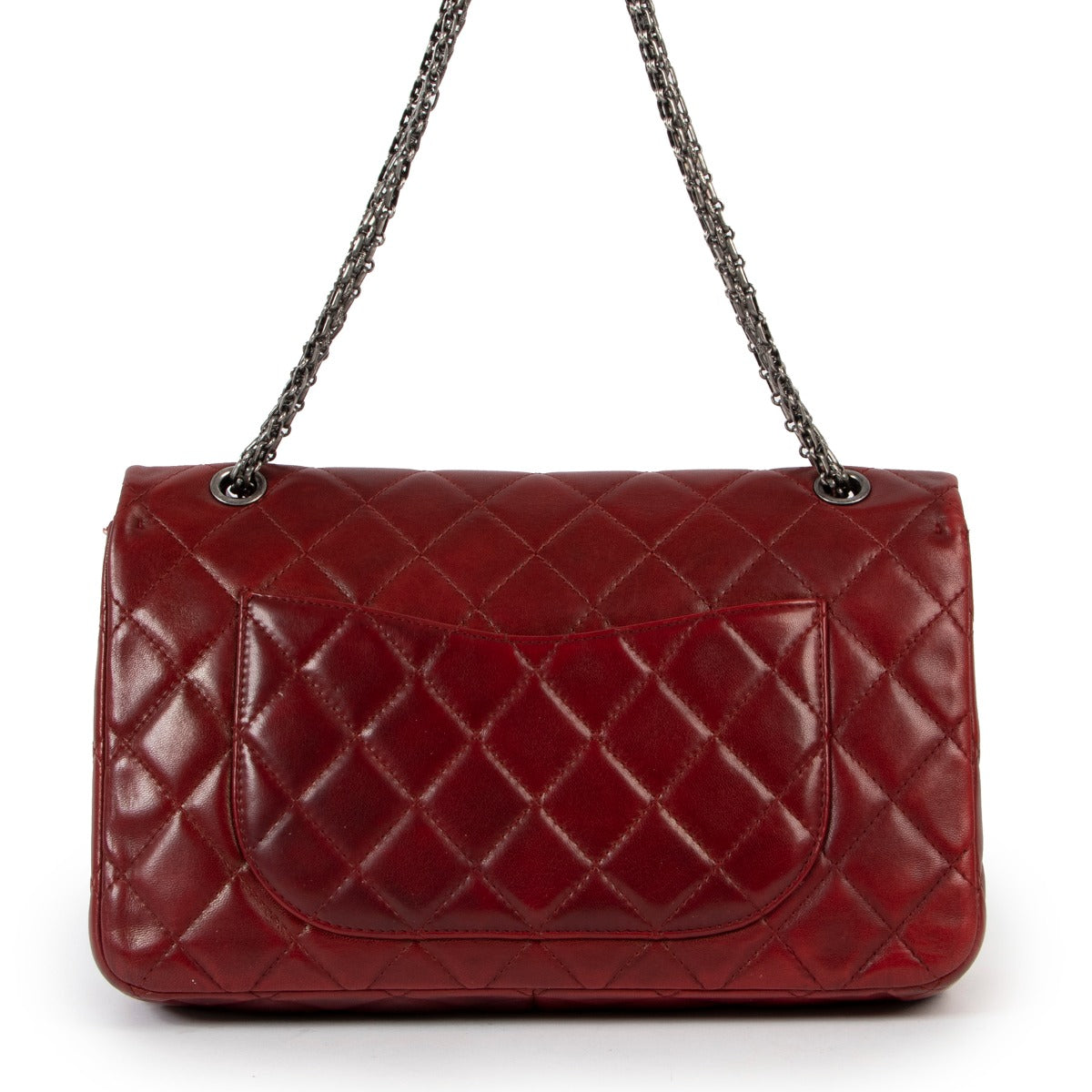 shop authentic second hand luxury designer fashion Chanel Deep Red 2.55 Reissue 227 Quilted Lambskin Bag at Labellov