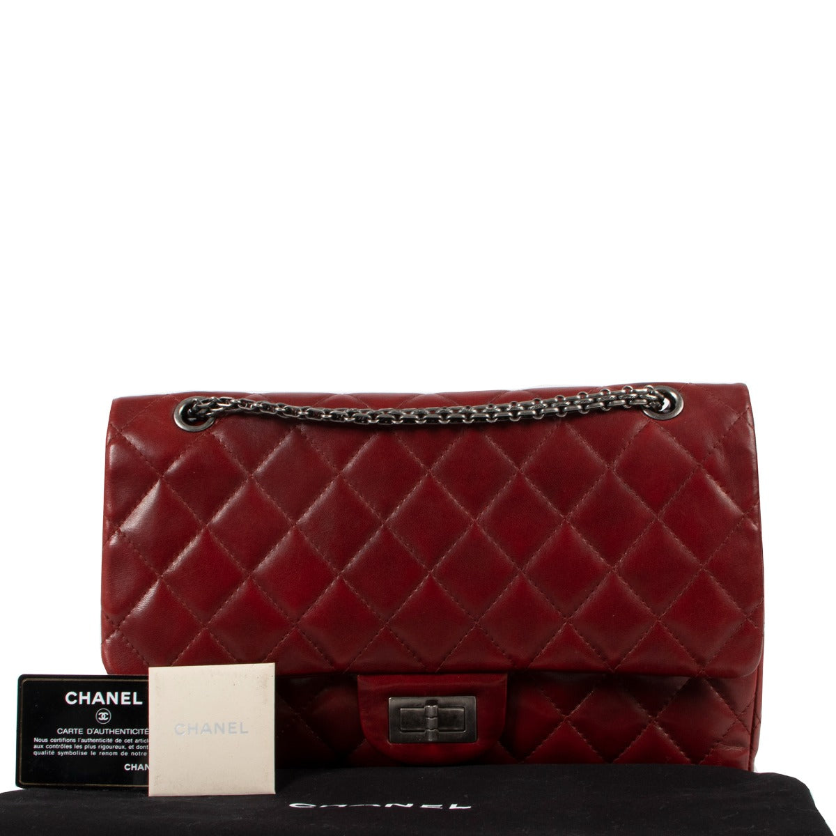 shop authentic second hand luxury designer fashion Chanel Deep Red 2.55 Reissue 227 Quilted Lambskin Bag at Labellov