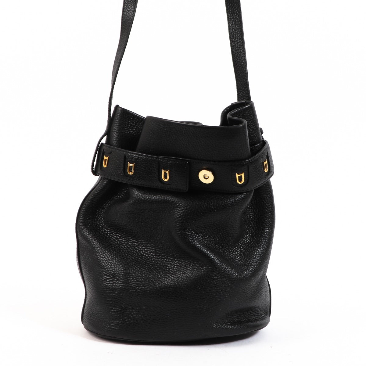 Delvaux Calicot Zwarte Trotteur Bucket Bag