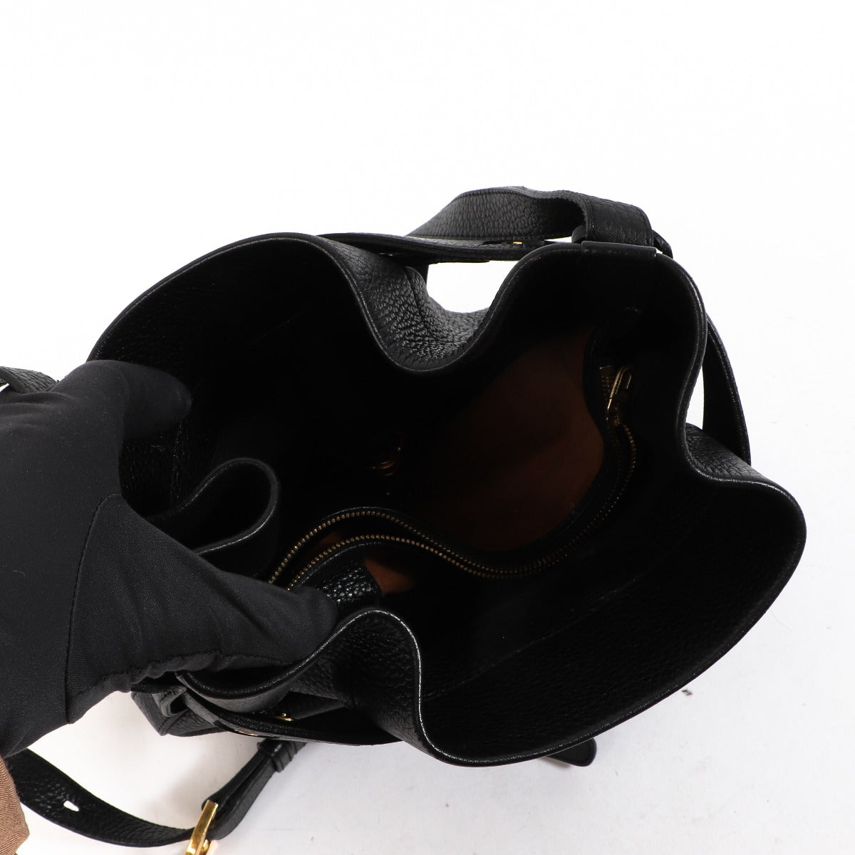 Delvaux Calicot Zwarte Trotteur Bucket Bag