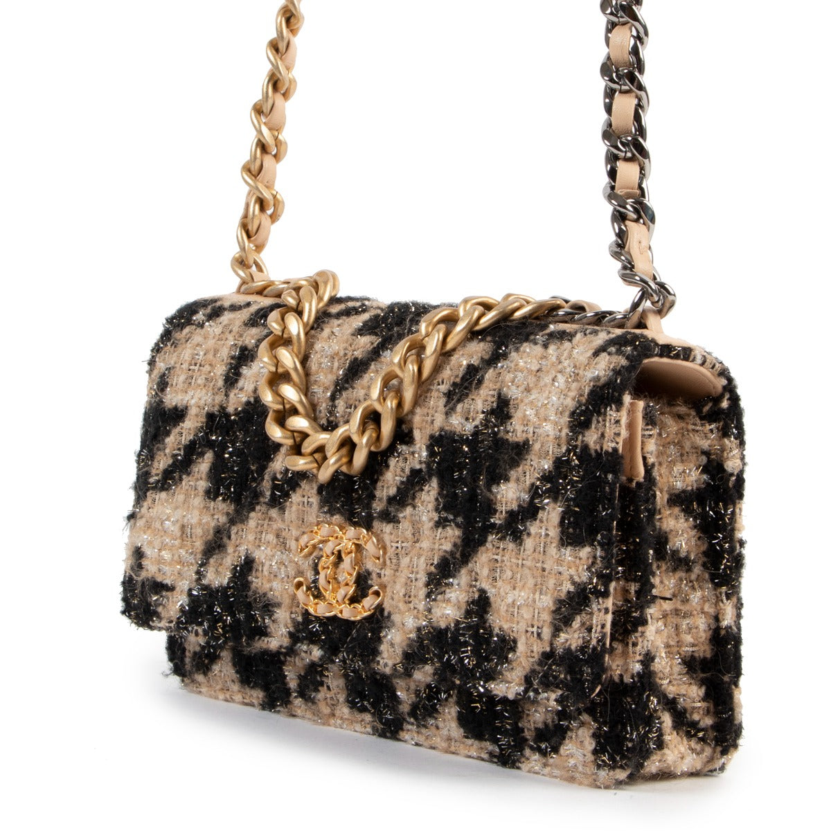 Chanel 19 WOC en Tweed Pied-de-Poule avec Porte-Monnaie