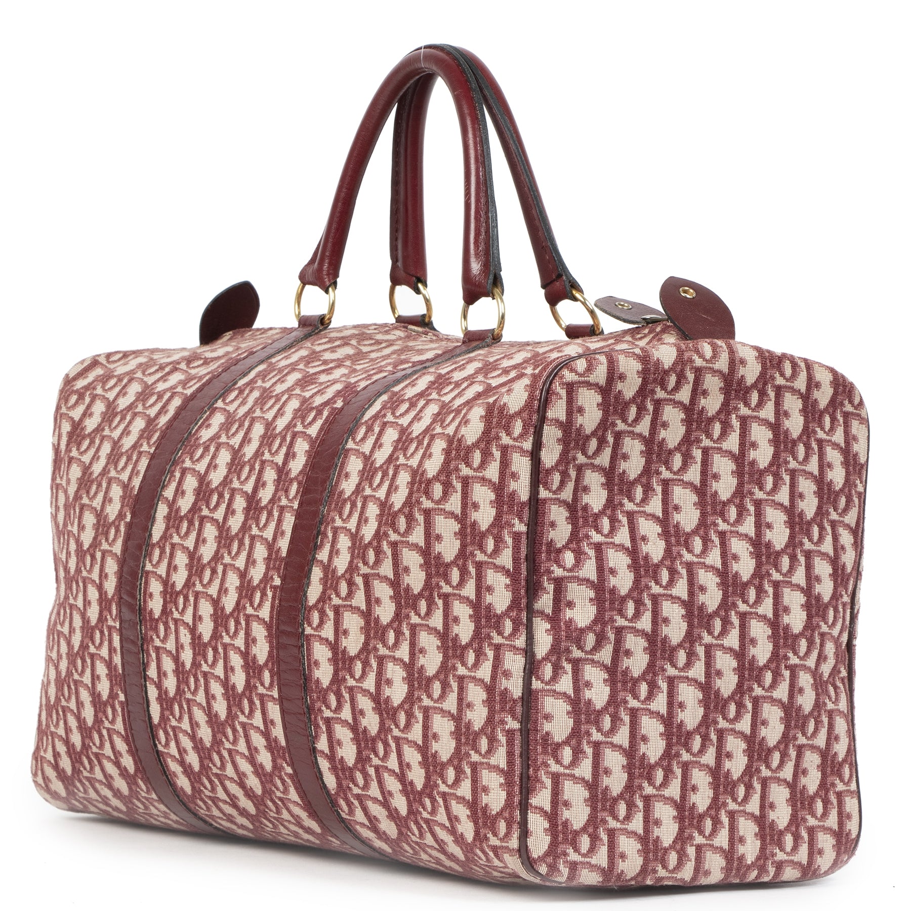 Authentieke Tweedehands Christian Dior Bordeaux Monogram Boston Bag juiste prijs veilig online shoppen luxe merken webshop winkelen Antwerpen België mode fashion