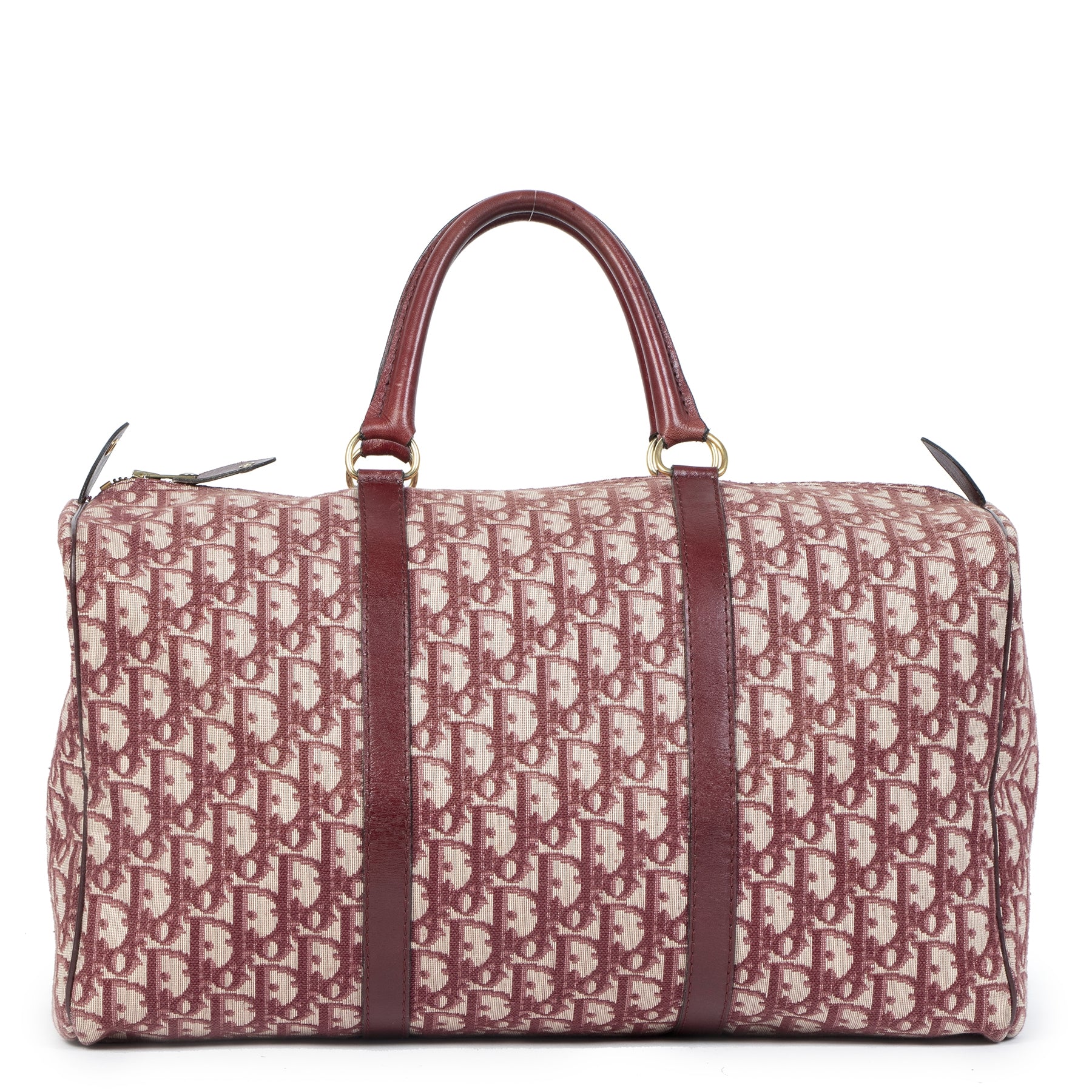 Authentic secondhand Christian Dior Bordeaux Monogram Boston Bag designer bags luxury vintage webshop designer brands fashion safe secure online shopping worldwide shipping