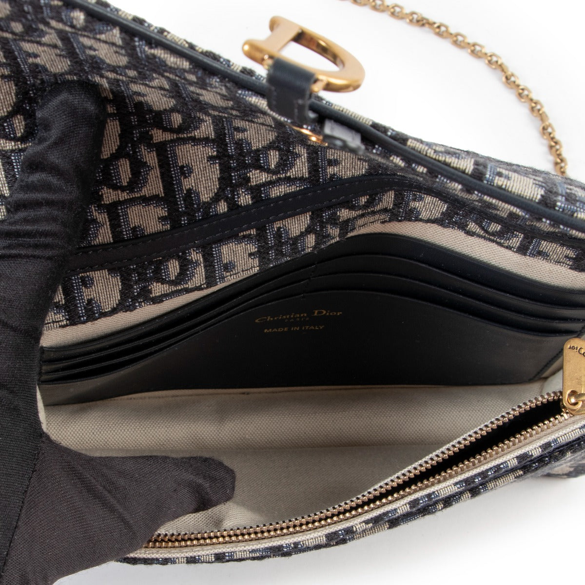 Dior Blue Oblique Jacquard Saddle Pouch