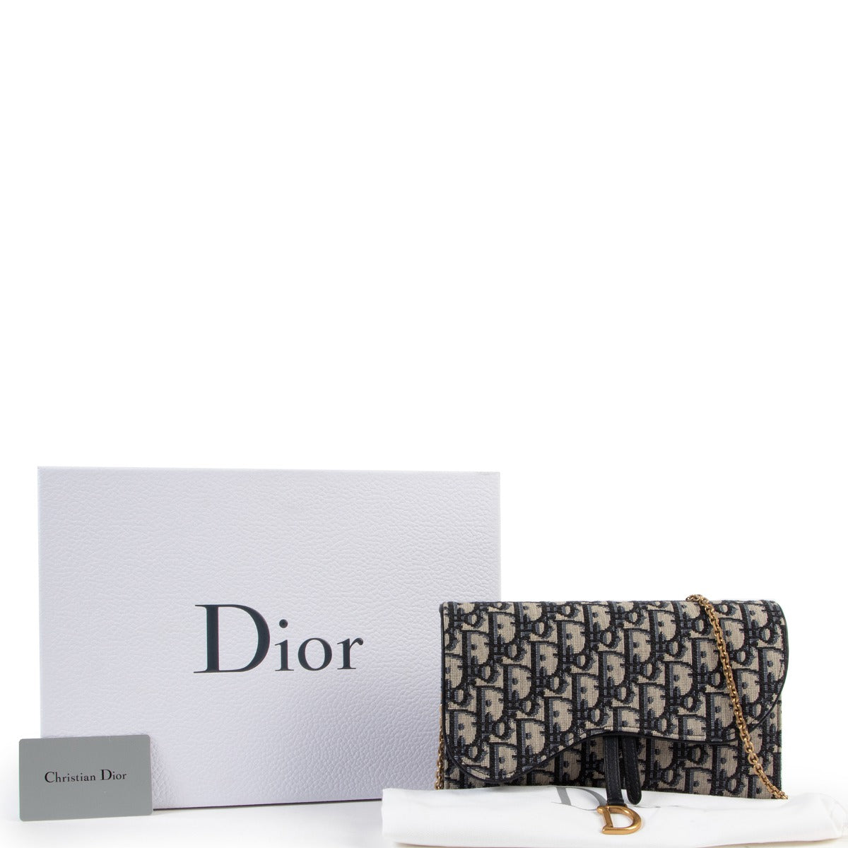 Dior Blue Oblique Jacquard Saddle Pouch