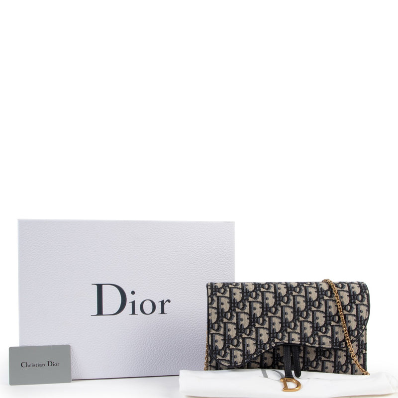 Dior Blue Oblique Jacquard Saddle Pouch