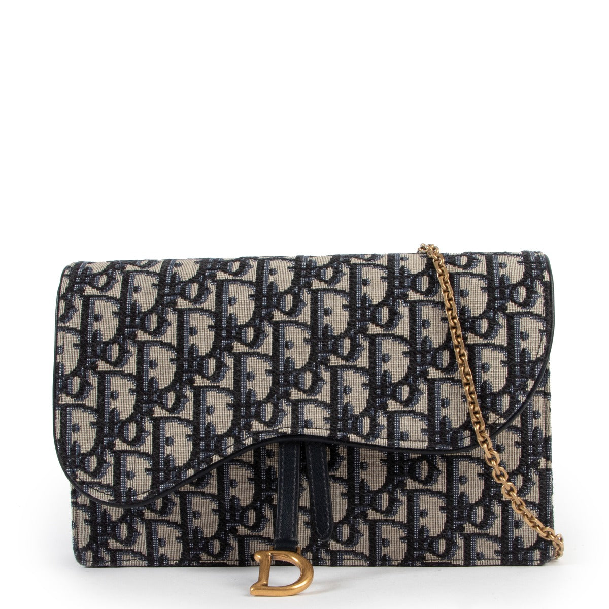 Dior Blue Oblique Jacquard Saddle Pouch