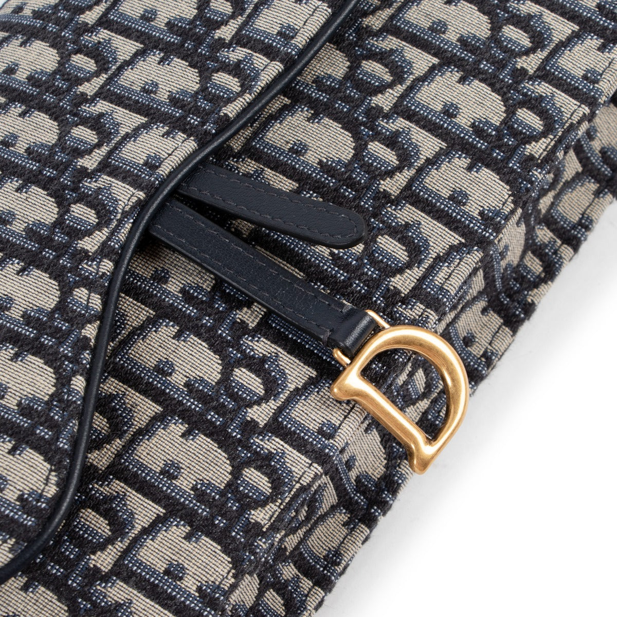Dior Blue Oblique Jacquard Saddle Pouch
