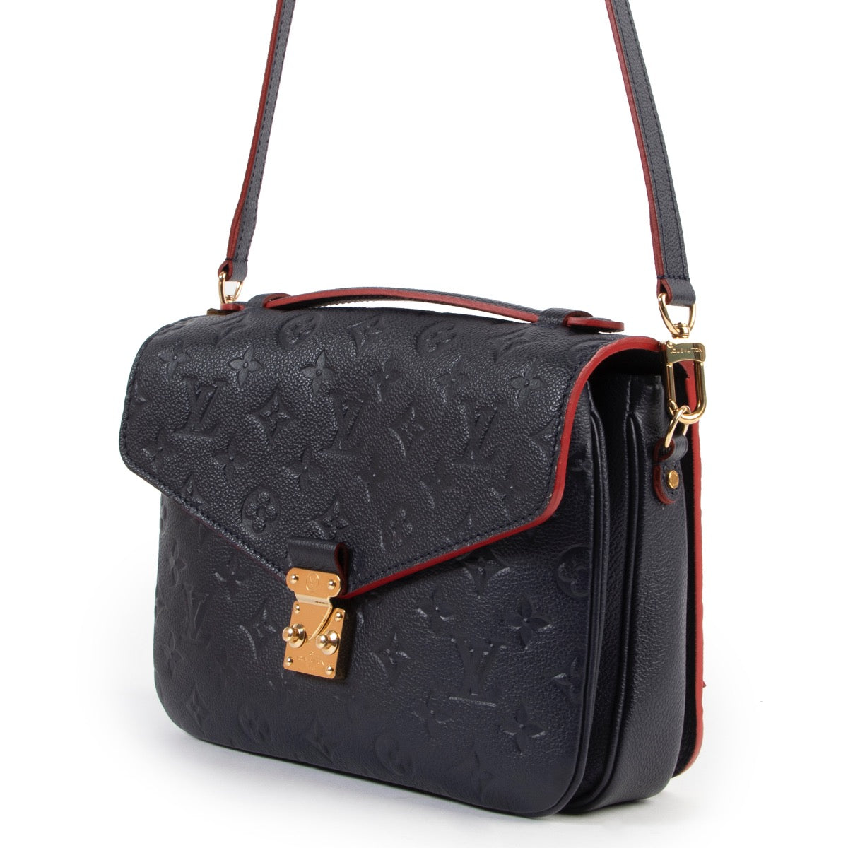 Louis Vuitton Navy Monogram Empreinte Leather Pochette Métis Bag Buy this gorgeous bag here safely!