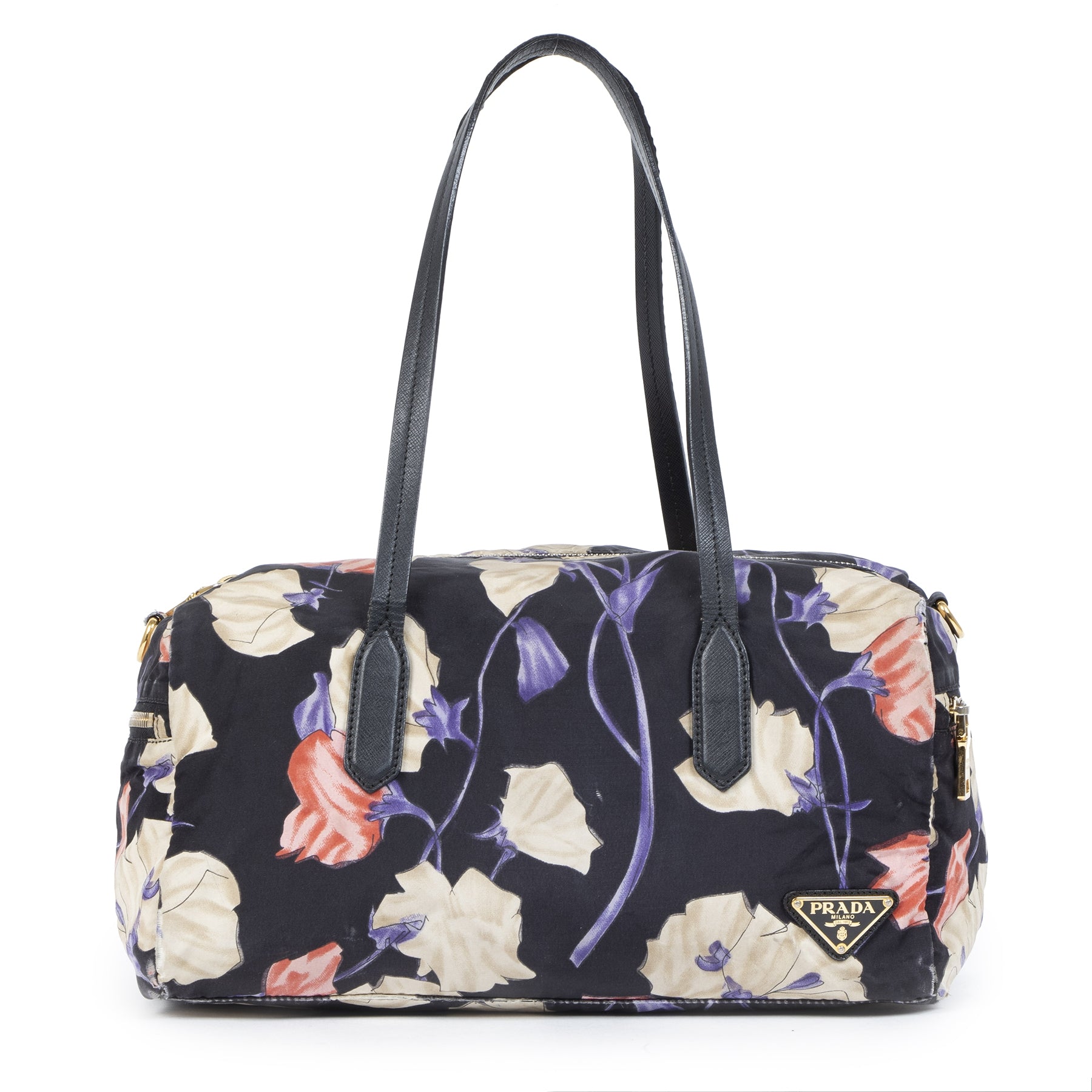 Authentic secondhand Prada Floral Nylon Shoulder Bag designer bags luxury vintage webshop safe secure online shopping fashion designer brands worldwide shipping