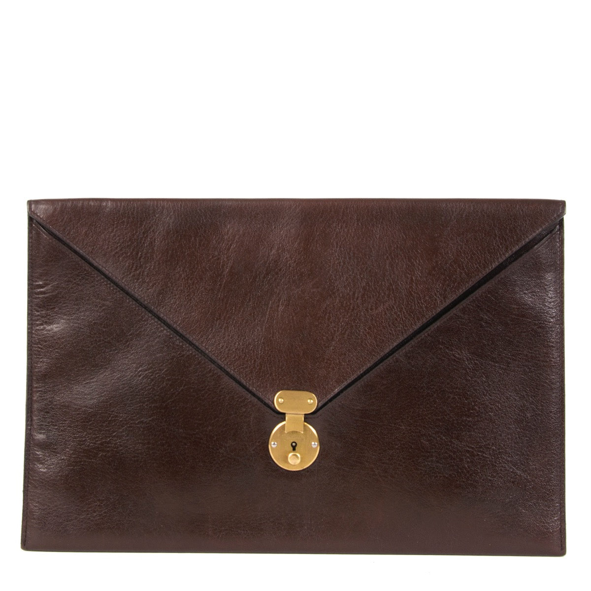 Beautiful second hand clutch from Delvaux in dark brown.
