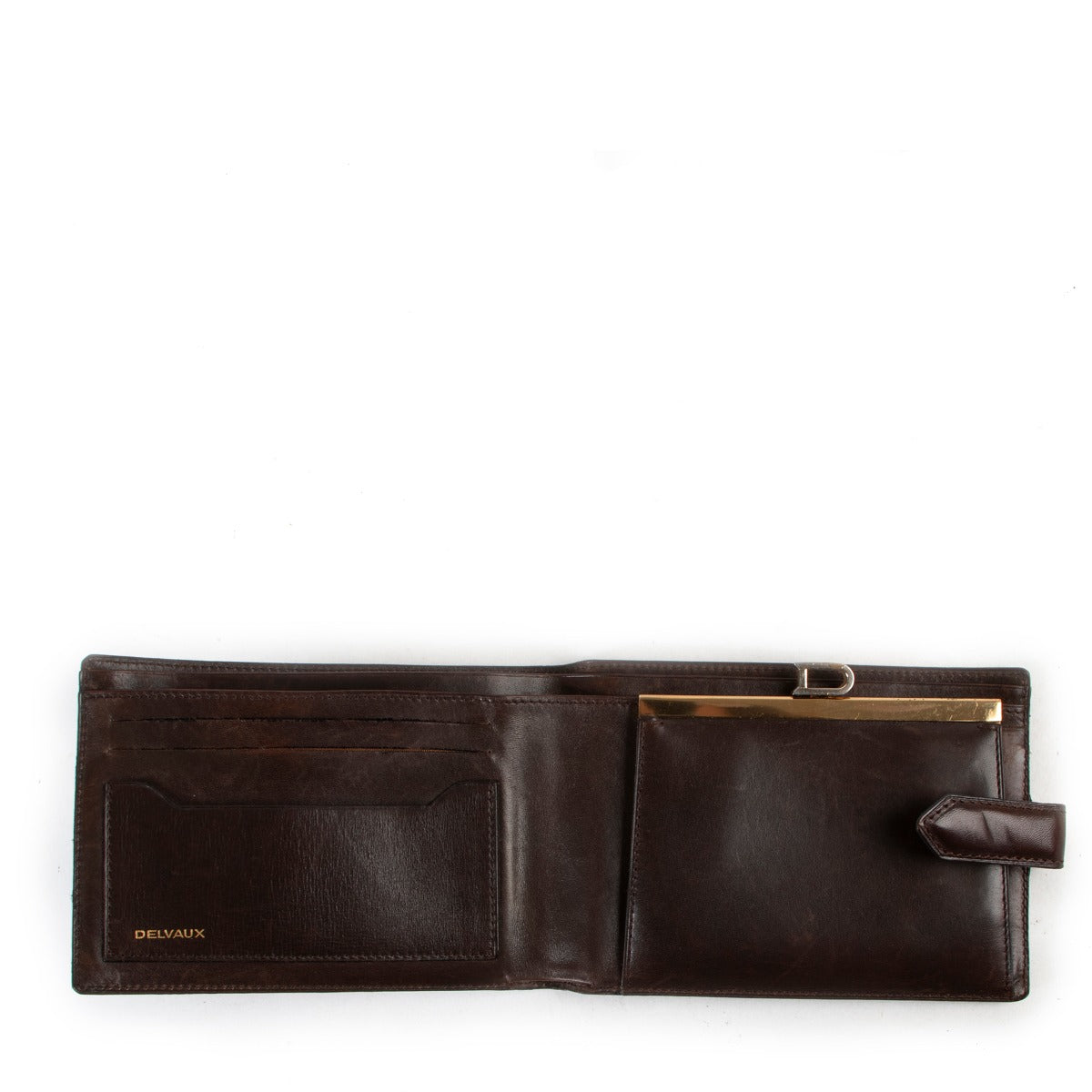 Vintage brown wallet with golden touch by Delvaux available on Labellov