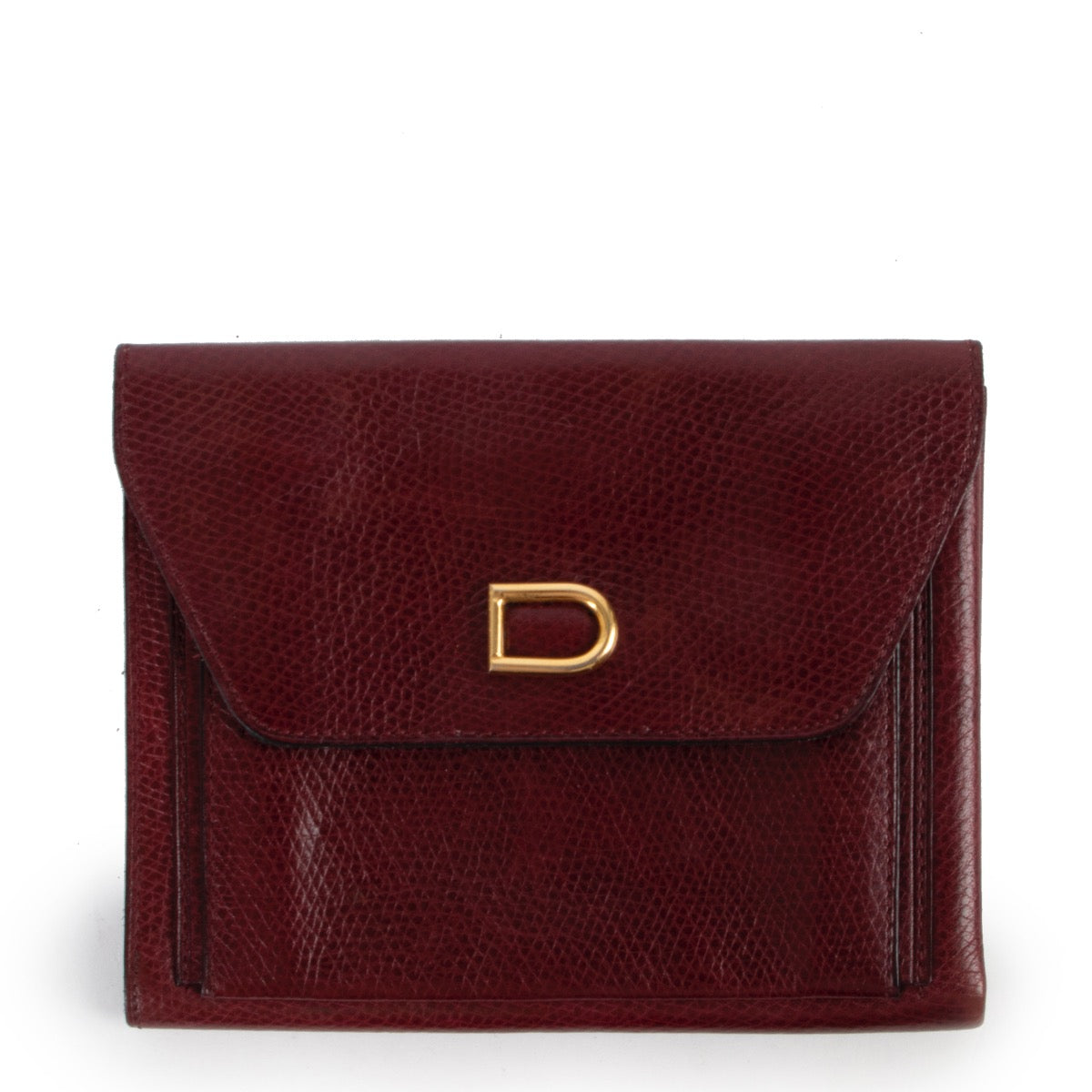 Buy an authentic second hand Delvaux Burgundy Leather Wallet in very good condition at Labellov