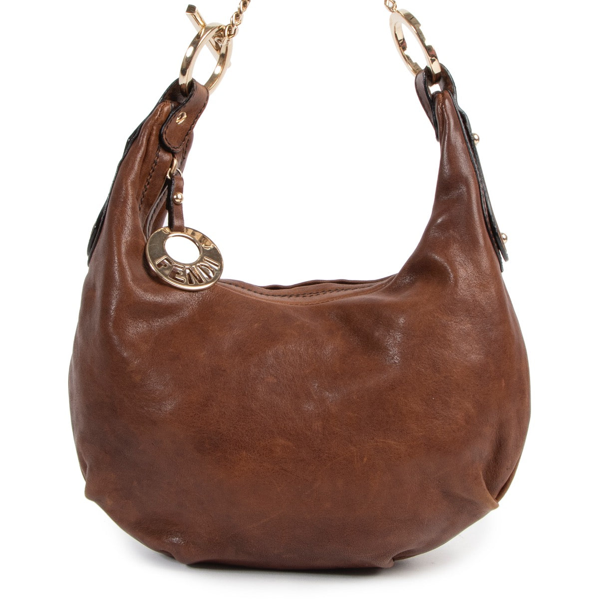 Beautiful dark brown shoulder bag from Fendi, buying at a reliable store.