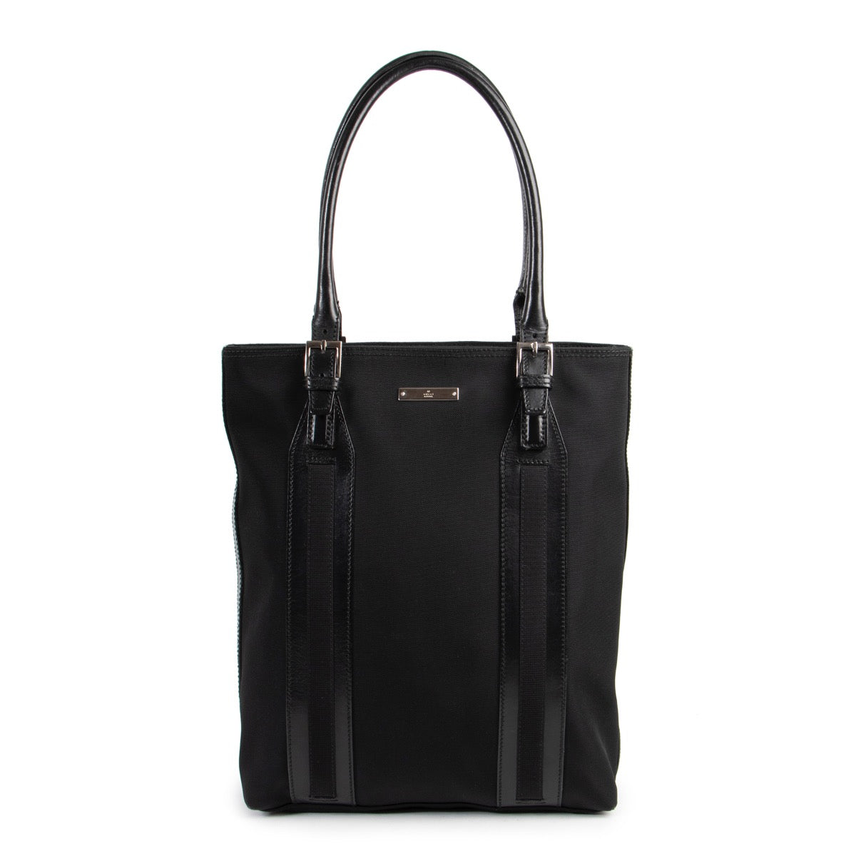 Buy a Gucci nylon black bag second hand that will fit a laptop. The perfect office bag.