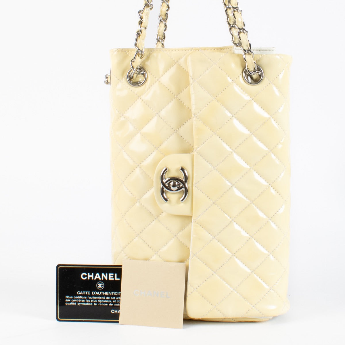 Chanel Yellow Patent Leather Classic Bucket