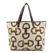 Shop safe online at Labellov in Antwerp, Brussels and Knokke this 100% authentic second hand Gucci White Horsebit Print Canvas Tote Bag