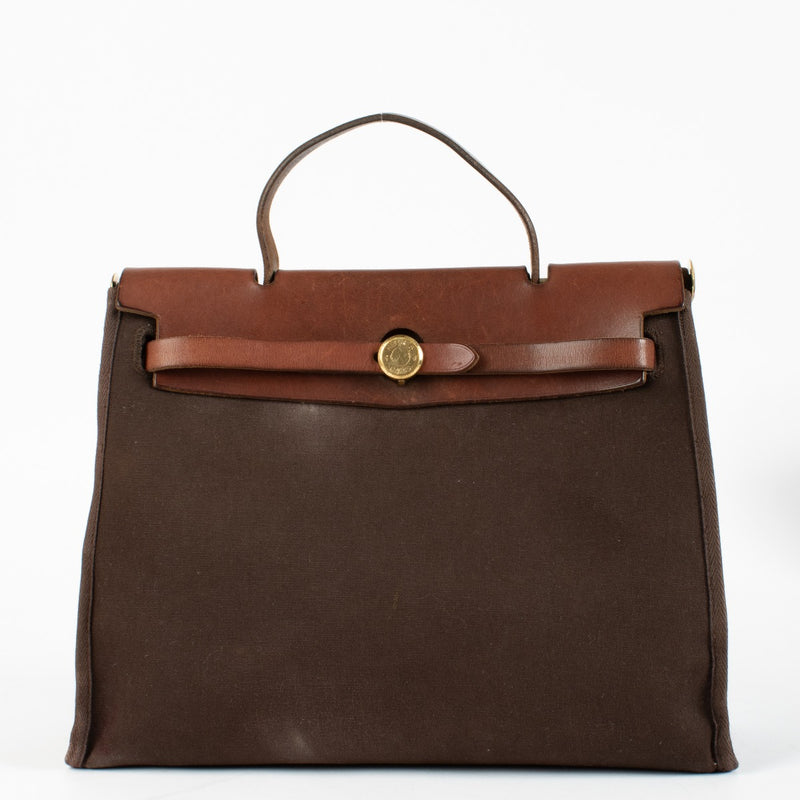 Hermès Herbag 31 Brown Canvas/Hunter Vintage