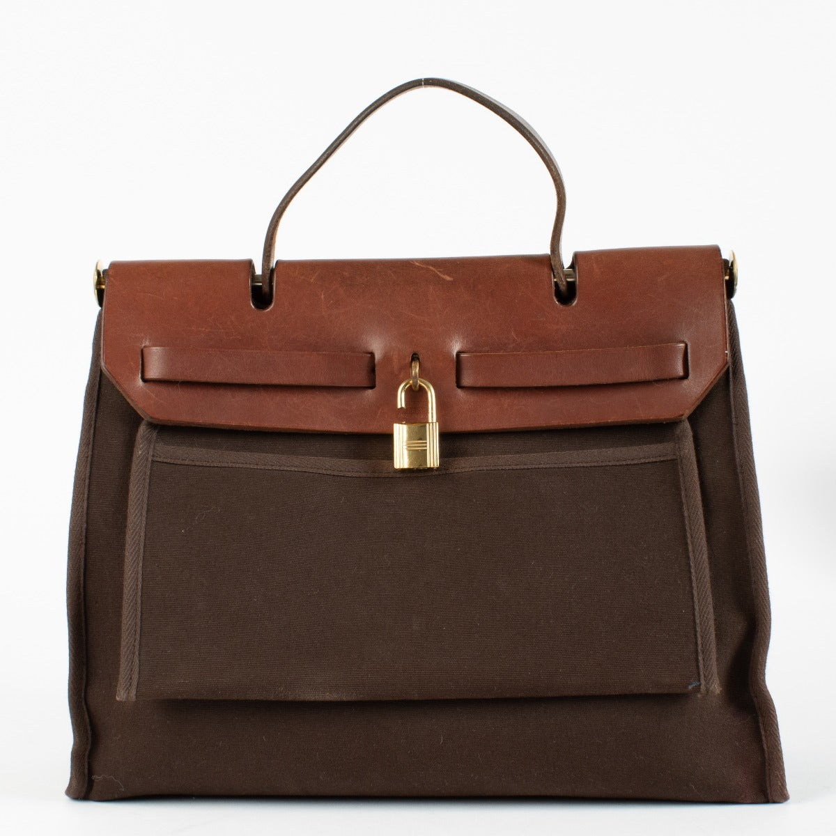 Hermès Herbag 31 Bruin Canvas/Hunter Vintage