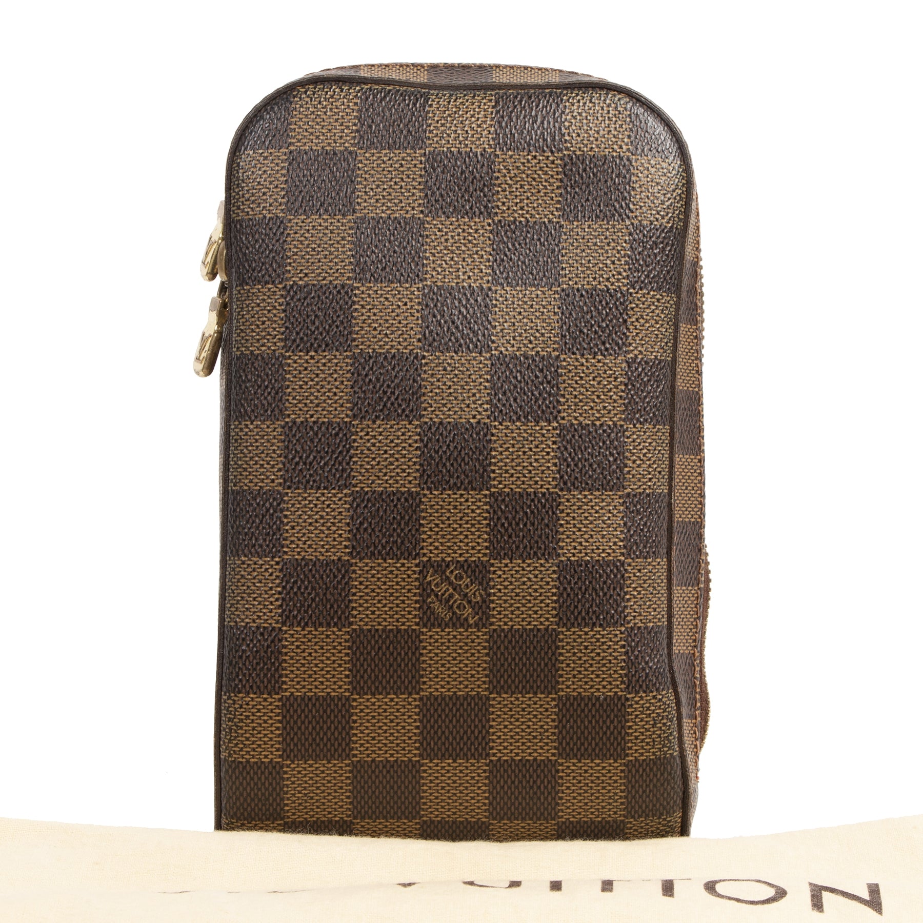 Authentieke tweedehands vintage Louis Vuitton Geronimos Damier Ebene Waist Bag koop online webshop LabelLOV