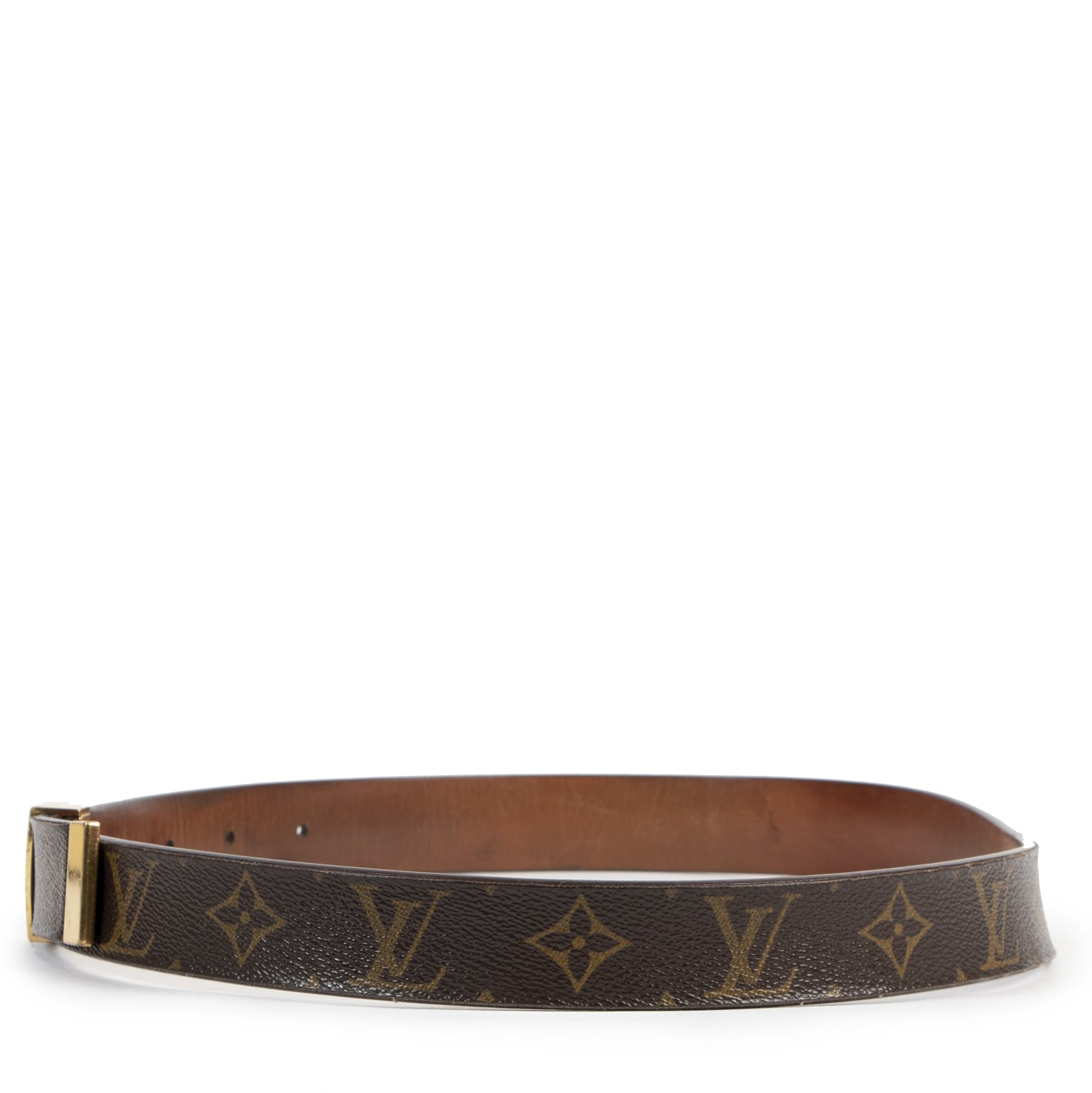 acheter en ligne Louis Vuitton Monogram Gold Buckle Belt - Size 80