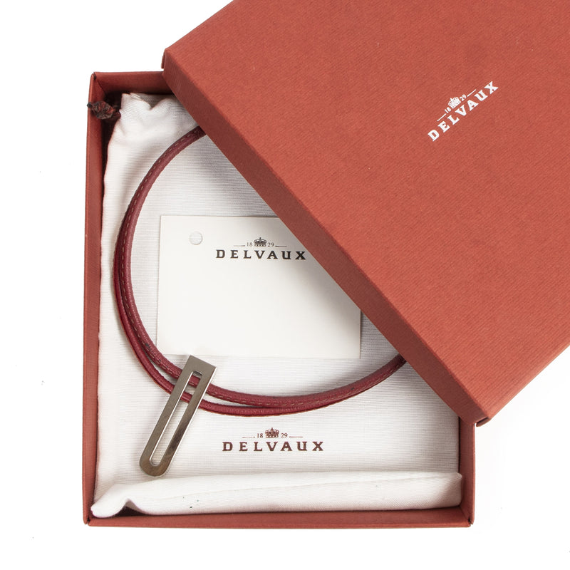 Authentic secondhand Delvaux Red Leather D Necklace designer jewelry accessories fashion luxury vintage webshop safe secure online shopping